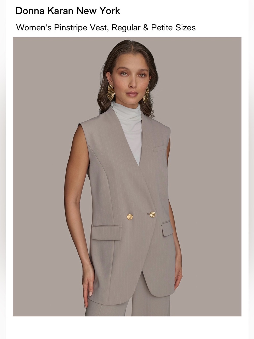 Donna Karan Pinstripe Double Breasted Vest